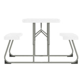 Paige Easy-Fold White Folding Plastic Kids Outdoor Picnic Table and Benches - Commercial Grade - Seating for 4 Kids