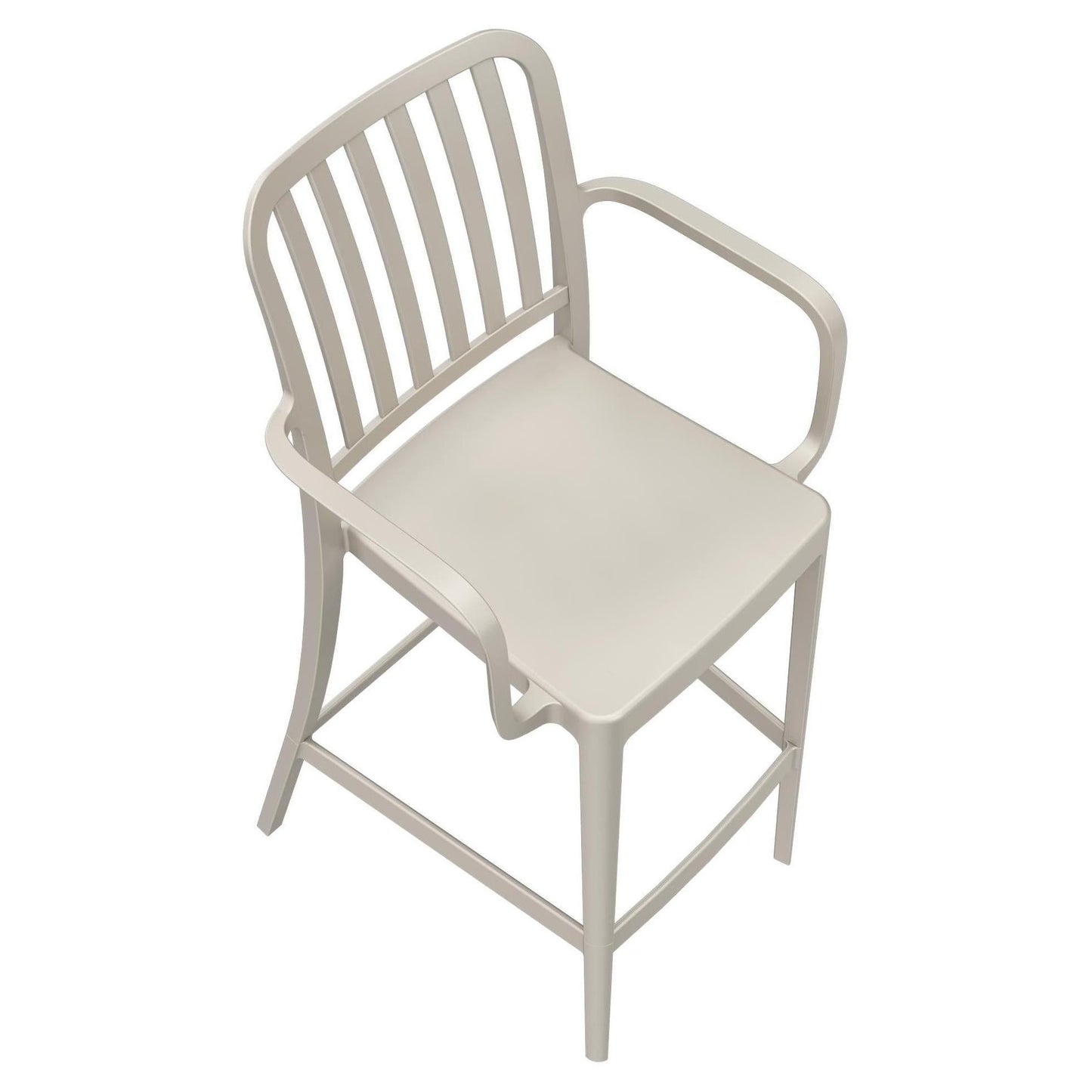 Ridge Slat Back Outdoor Resin Bar Stool with Arms19d1b17133619ff0d7