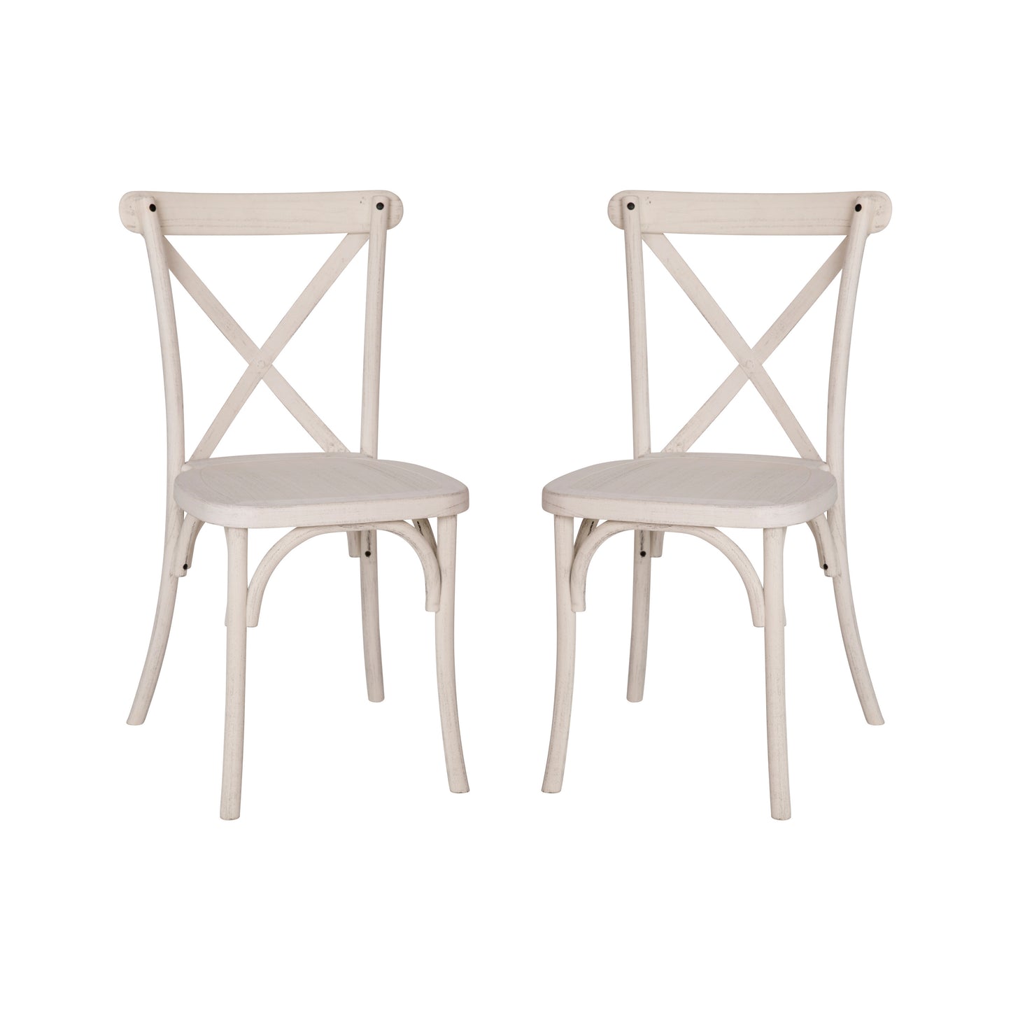2-Pack Advantage Hand Stained White Resin X-Back Chair
