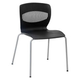 HERCULES Series Commercial Grade 770 lb. Capacity Ergonomic Stack Chair with Lumbar Support and Silver Steel Frame