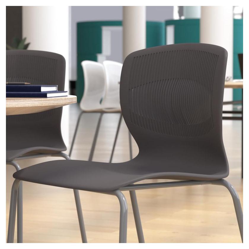 HERCULES Series Commercial Grade 770 lb. Capacity Ergonomic Stack Chair with Lumbar Support and Silver Steel Frame