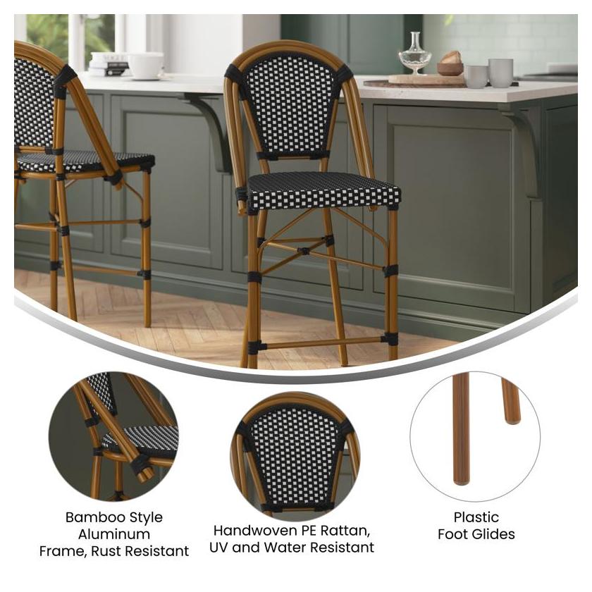 Bordeaux Outdoor Commercial French Bistro Stacking Counter Height Stools