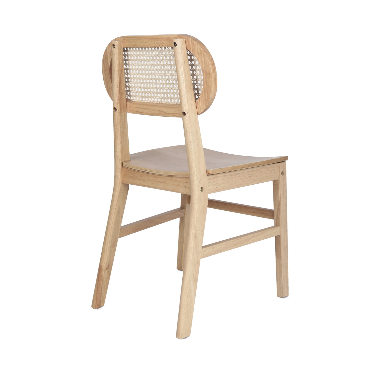 Jacob Set of 2 Commercial Cane Rattan Dining and Event Chairs with Solid Wood Frame and Seat, Natural