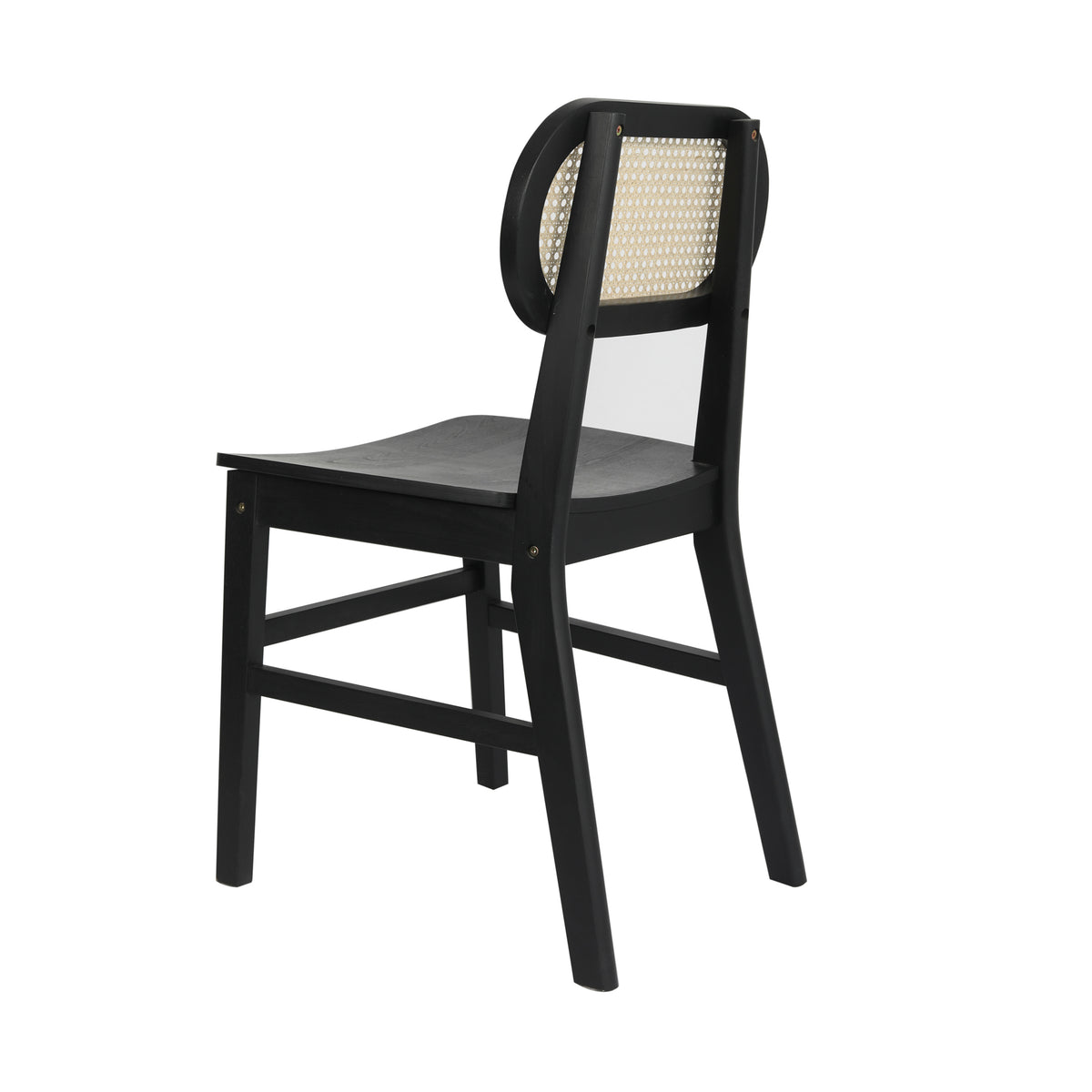 Jacob Set of 2 Commercial Cane Rattan Dining and Event Chairs with Solid Wood Frame and Seat, Natural/Black