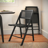Galene Set of 2 Cane Rattan Folding Chairs with Solid Wood Frame and Seat and Ventilated Back, Perfect for Events or Additional Seating, Natural/Black