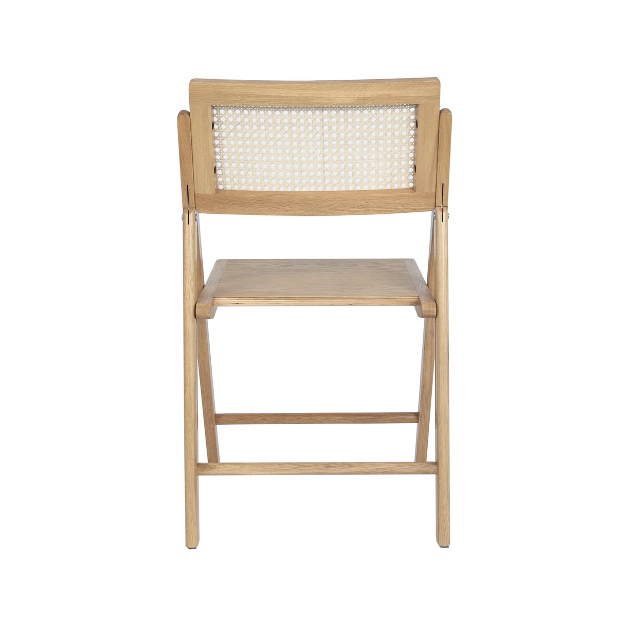 Galene Set of 2 Cane Rattan Folding Chairs with Solid Wood Frame and Seat and Ventilated Back, Perfect for Events or Additional Seating, Natural