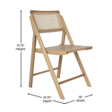 Galene Set of 2 Cane Rattan Folding Chairs with Solid Wood Frame and Seat and Ventilated Back, Perfect for Events or Additional Seating, Natural