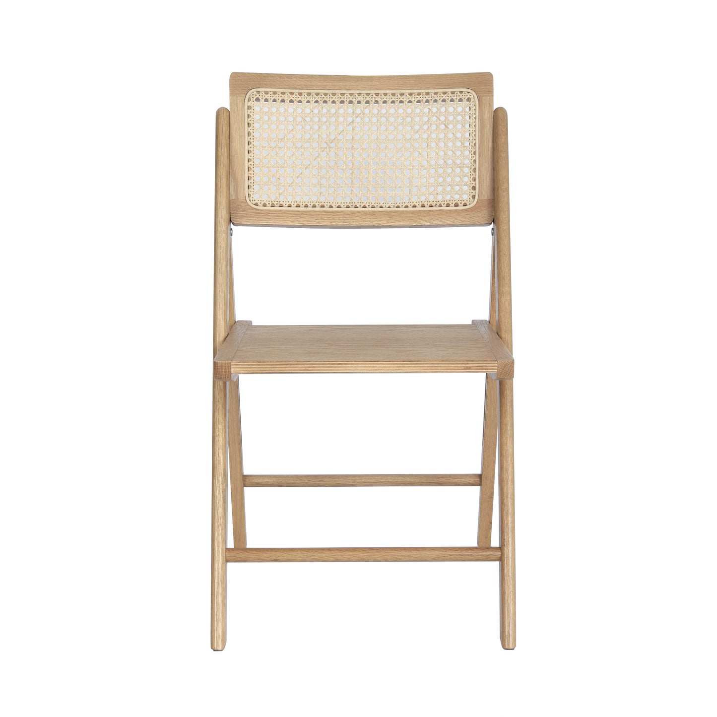 Galene Set of 2 Cane Rattan Folding Chairs with Solid Wood Frame and Seat and Ventilated Back, Perfect for Events or Additional Seating, Natural