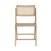 Galene Set of 2 Cane Rattan Folding Chairs with Solid Wood Frame and Seat and Ventilated Back, Perfect for Events or Additional Seating, Natural