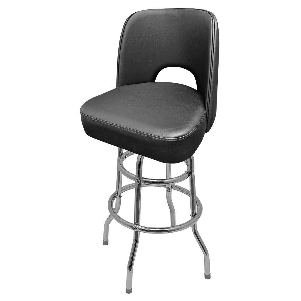 Cut Out Back Bucket Barstool with Double Rung Chrome Swivel Frame