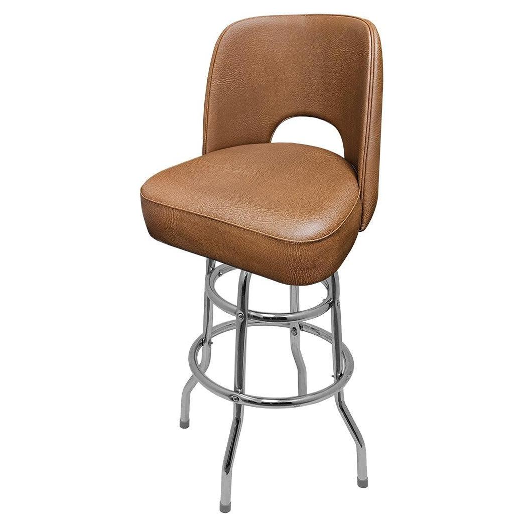 Cut Out Back Bucket Barstool with Double Rung Chrome Swivel Frame