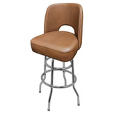 Cut Out Back Bucket Barstool with Double Rung Chrome Swivel Frame