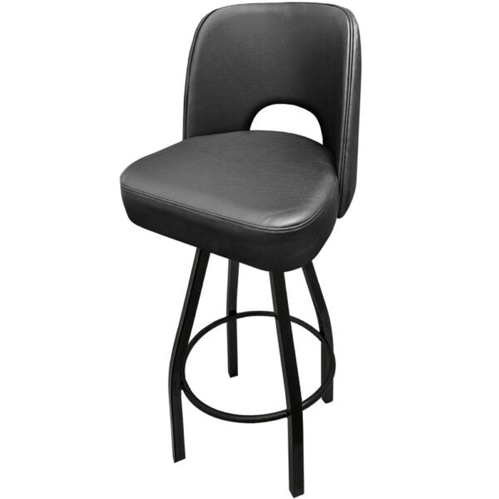 Cut Out Back Bucket Barstool with Black Swivel Frame