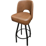 Cut Out Back Bucket Barstool with Black Swivel Frame