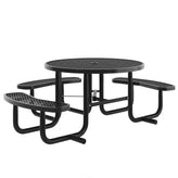 Creekside 46" Round Wheelchair Accessible Commercial Outdoor Picnic Table with Heavy Gauge Expanded Metal Mesh Seats and Top with Umbrella Hole, Black
