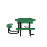 Creekside 46" Round Wheelchair Accessible Commercial Outdoor Picnic Table with Heavy Gauge Expanded Metal Mesh Seats and Top with Umbrella Hole, Green