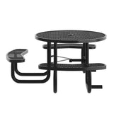 Creekside 46" Round Wheelchair Accessible Outdoor Picnic Table with Expanded Metal Mesh Seats and Top with Umbrella Hole and Ground Anchors, Black