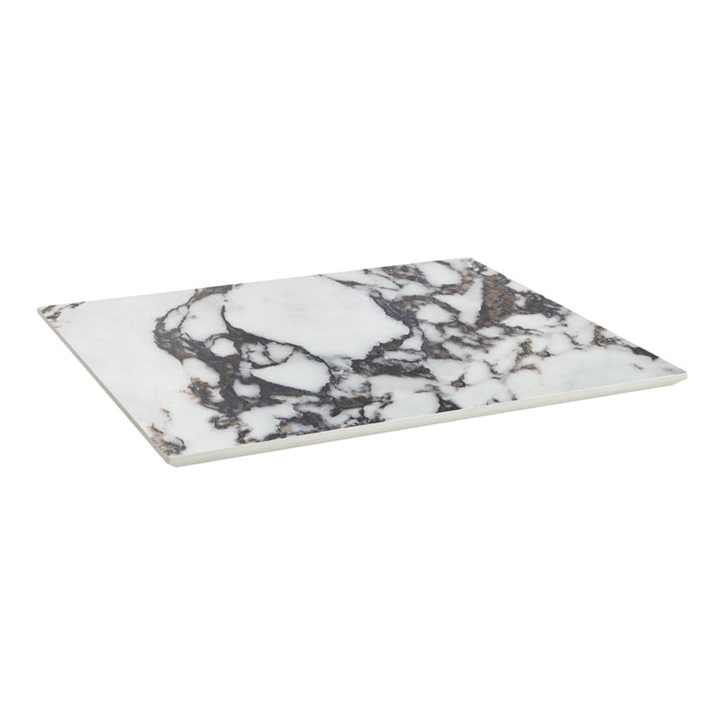 7/8" Marble White Sintered Stone Outdoor Table Top with Dark Gray to Black Veining