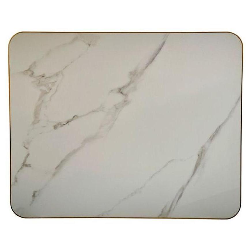 1-1/8" Light Gray Veining Marble White Sintered Stone Outdoor Table Tops with Gold Edge