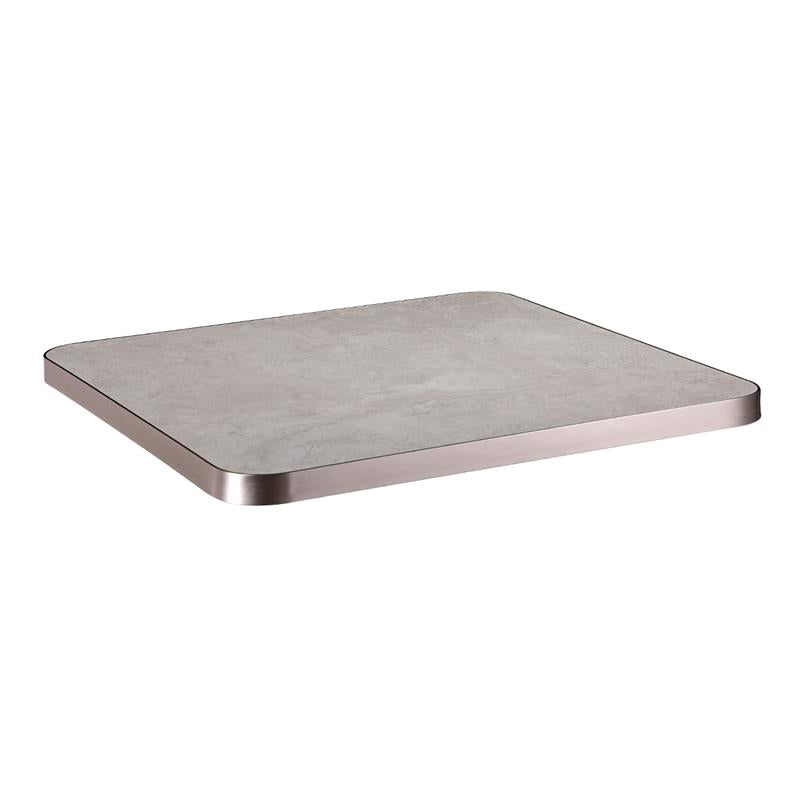 1-1/8" Light Taupe Sintered Stone Outdoor Table Tops with Rose Gold Aluminum Alloy Edging