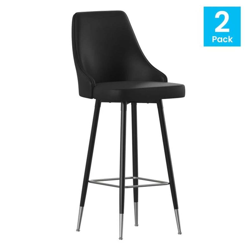 Shelly Commercial Bar Stools with Solid Black Metal Frames - Set of 2
