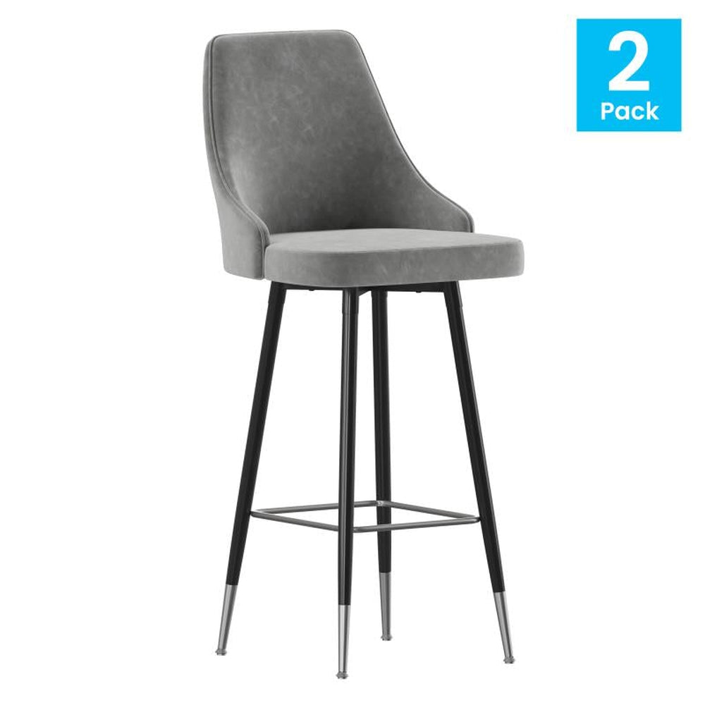 Shelly Commercial Bar Stools with Solid Black Metal Frames - Set of 2