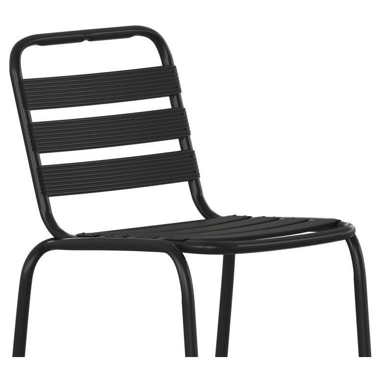 Lila Aluminum Outdoor Stacking Bar Stool with Slats - Black