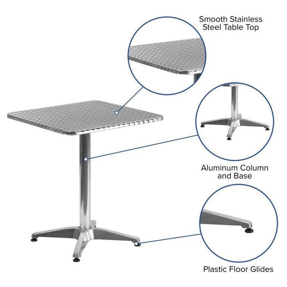 Outdoor Dining Height Square Aluminum Table