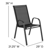 Brazos 7 Piece Outdoor Patio Dining Set - 55" Tempered Glass Patio Table with Umbrella Hole, 6 Black Flex Comfort Stack Chairs