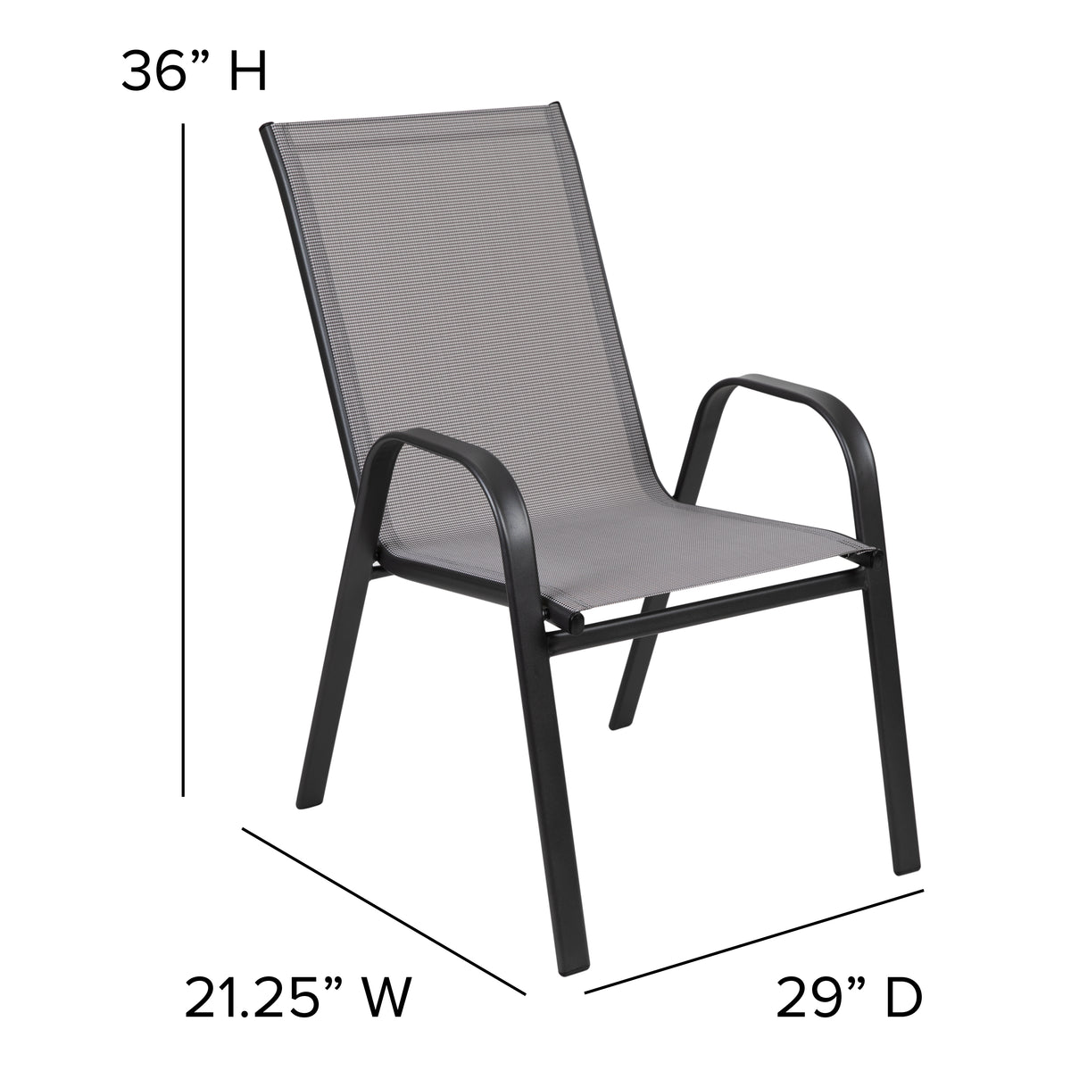 Brazos 7 Piece Outdoor Patio Dining Set - 55" Tempered Glass Patio Table with Umbrella Hole, 6 Gray Flex Comfort Stack Chairs