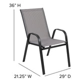 Brazos 7 Piece Outdoor Patio Dining Set - 55" Tempered Glass Patio Table with Umbrella Hole, 6 Gray Flex Comfort Stack Chairs