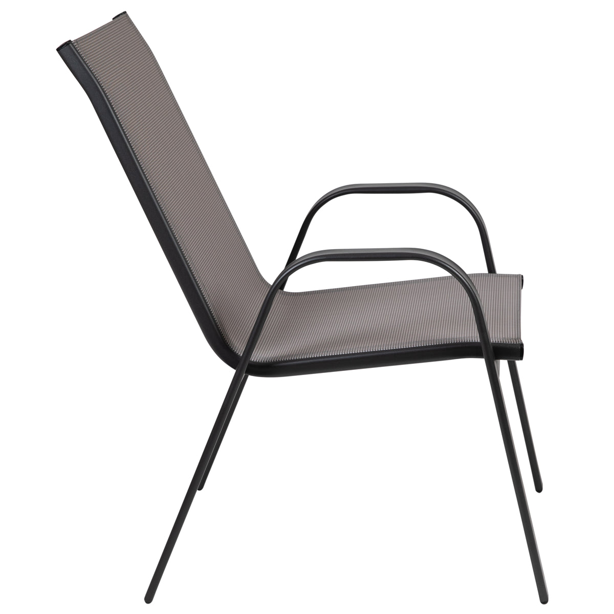 Brazos 7 Piece Outdoor Patio Dining Set - 55" Tempered Glass Patio Table with Umbrella Hole, 6 Gray Flex Comfort Stack Chairs