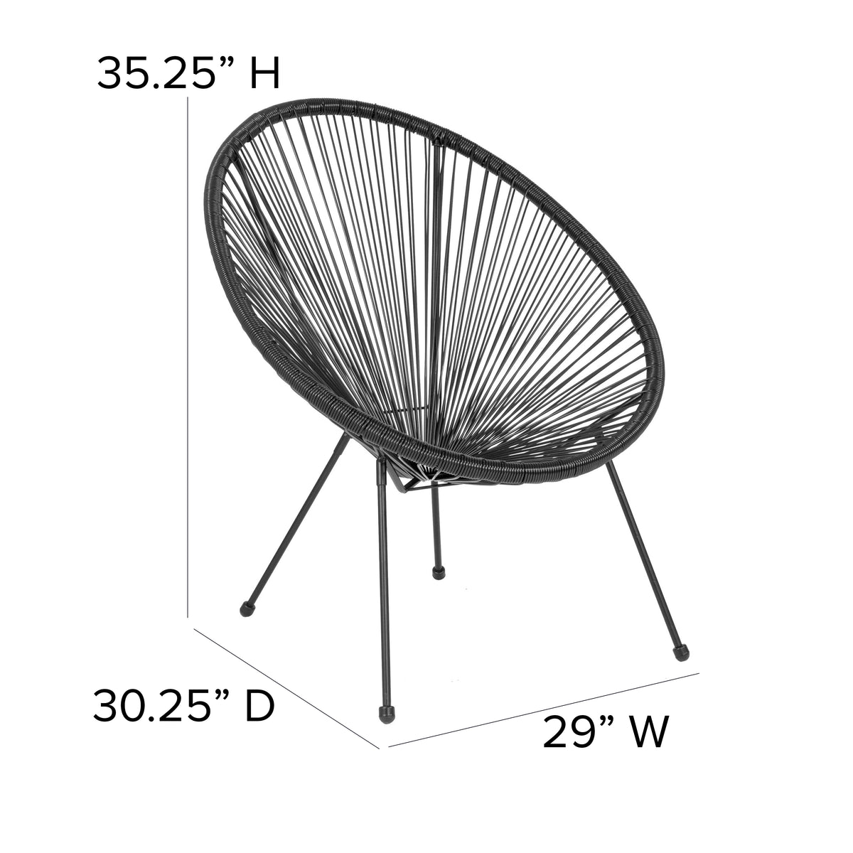 Valencia Oval Comfort Series Take Ten Black Papasan Lounge Chair