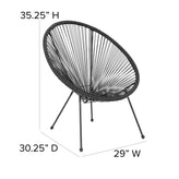 Valencia Oval Comfort Series Take Ten Black Papasan Lounge Chair