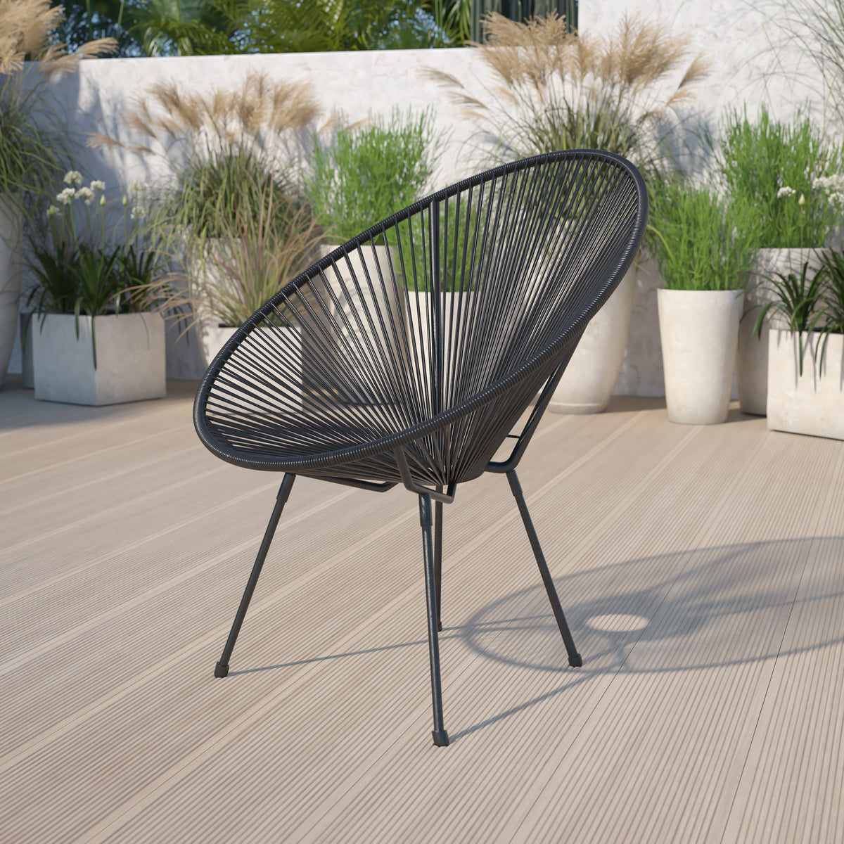 Valencia Oval Comfort Series Take Ten Black Papasan Lounge Chair