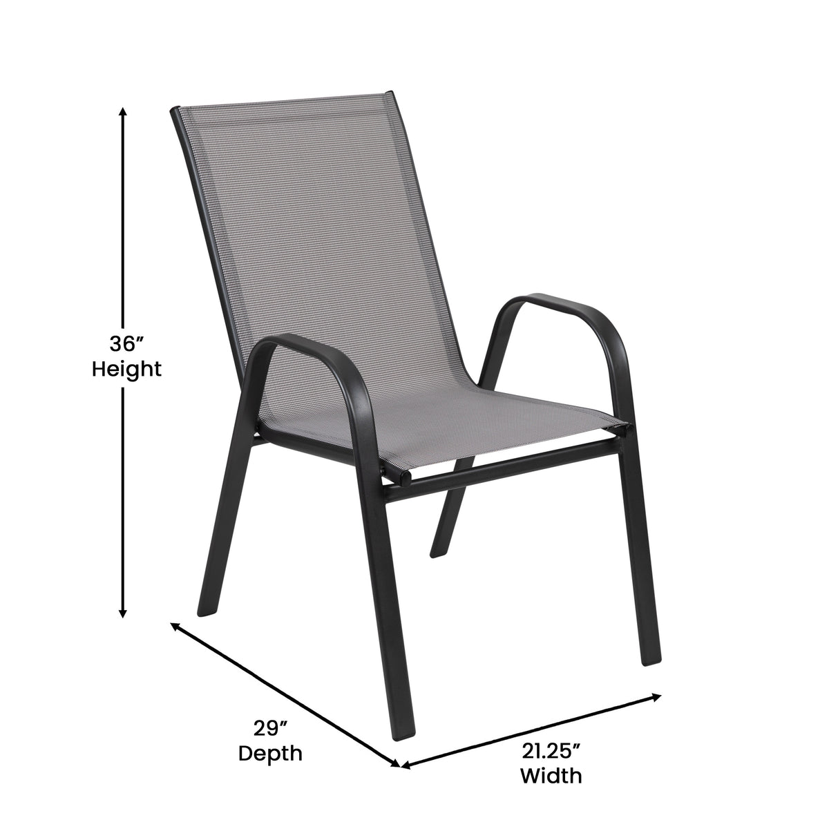 Brazos 7 Piece Commercial Grade Patio Dining Set with Tempered Glass Patio Table and 6 Chairs with Gray Flex Comfort Material Seats and Backs