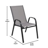 Brazos 7 Piece Commercial Grade Patio Dining Set with Tempered Glass Patio Table and 6 Chairs with Gray Flex Comfort Material Seats and Backs