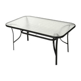 Brazos 7 Piece Commercial Grade Patio Dining Set with Tempered Glass Patio Table and 6 Chairs with Gray Flex Comfort Material Seats and Backs