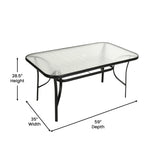 Brazos 7 Piece Commercial Grade Patio Dining Set with Tempered Glass Patio Table and 6 Chairs with Red Flex Comfort Material Seats and Backs