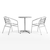 Lila 23.5'' Round Aluminum Indoor-Outdoor Table Set with 2 Slat Back Chairs