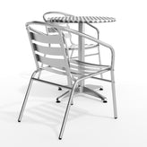 Lila 23.5'' Round Aluminum Indoor-Outdoor Table Set with 2 Slat Back Chairs