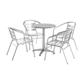 Lila 23.5'' Round Aluminum Indoor-Outdoor Table Set with 4 Slat Back Chairs