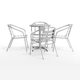 Lila 23.5'' Round Aluminum Indoor-Outdoor Table Set with 4 Slat Back Chairs