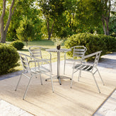 Lila 23.5'' Round Aluminum Indoor-Outdoor Table Set with 4 Slat Back Chairs