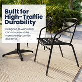 Lila 23.5'' Black Round Aluminum Indoor-Outdoor Table Set with 2 Black Slat Back Chairs