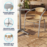 Lila 23.5'' Round Aluminum Indoor-Outdoor Table Set with 4 Beige Rattan Chairs