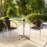 Lila 23.5'' Round Aluminum Indoor-Outdoor Table Set with 2 Dark Brown Rattan Chairs