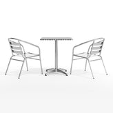 Lila 23.5'' Square Aluminum Indoor-Outdoor Table Set with 2 Slat Back Chairs