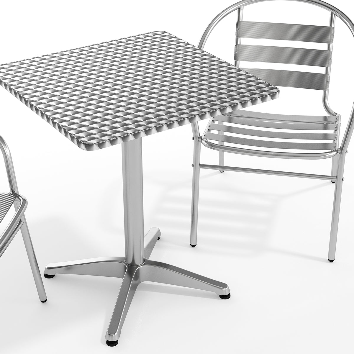 Lila 23.5'' Square Aluminum Indoor-Outdoor Table Set with 2 Slat Back Chairs