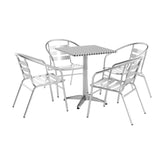 Lila 23.5'' Square Aluminum Indoor-Outdoor Table Set with 4 Slat Back Chairs
